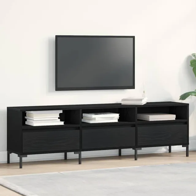 vidaXL TV-kast 150 x 30 x 44,5 cm Zwart Eiken Bewerkt hout