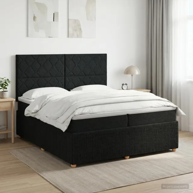vidaXL Boxspringbed met matras met hoofdeinde Zwart 200 x 200 cm Stof