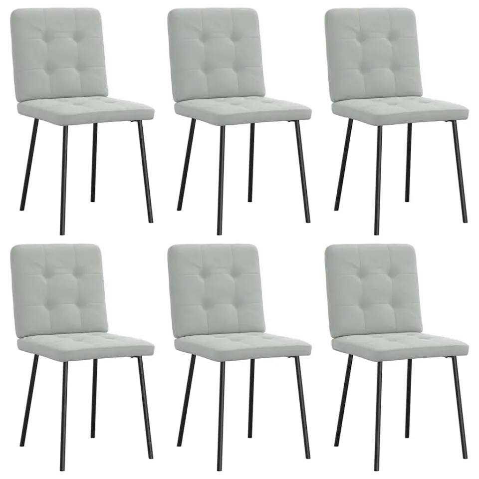 vidaXL Eetkamerstoelen 6 st fluweel lichtgrijs grijs, foto 3