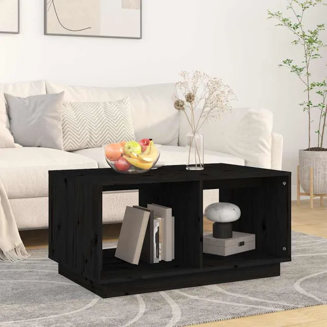 vidaXL Salontafel 80x50x40 cm massief grenenhout zwart, foto 2