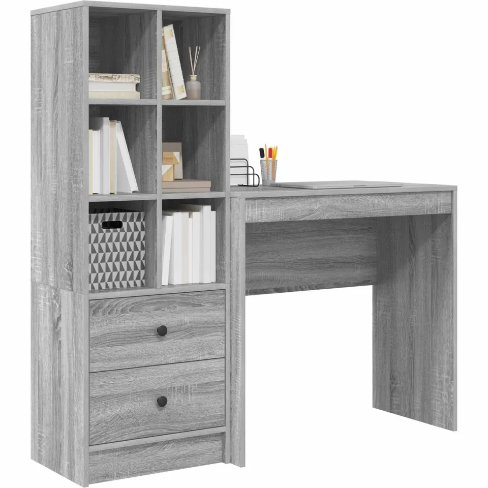 vidaXL Bureau Grijs Sonoma 125,5 x 40 x 127 cm 2 st