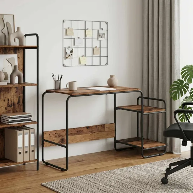 vidaXL Bureau met opbergruimte Oud hout 131.5 x 50 x 75.5 cm bruin, foto 2
