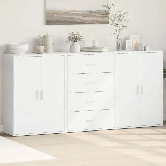 vidaXL Dressoirs 3 st 60x31x84 cm bewerkt hout wit