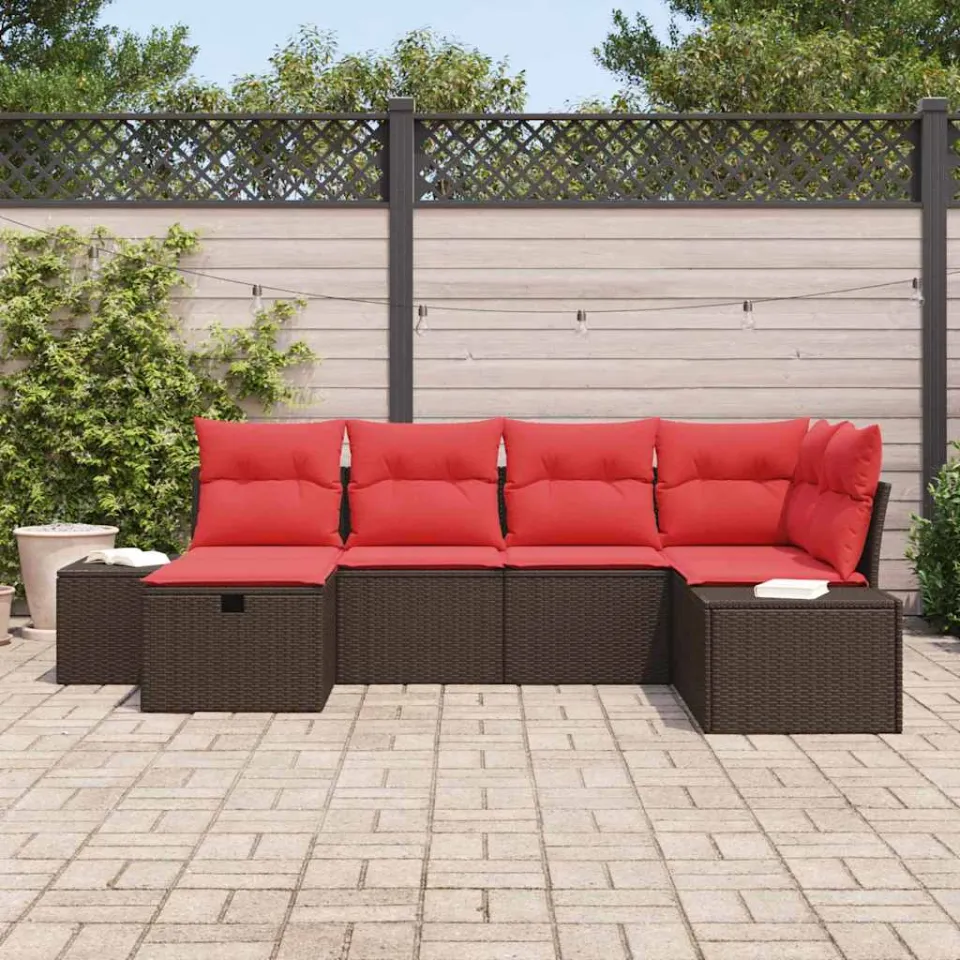 vidaXL Tuin Sofa Set 6 st Bruin poly rattan, foto 3