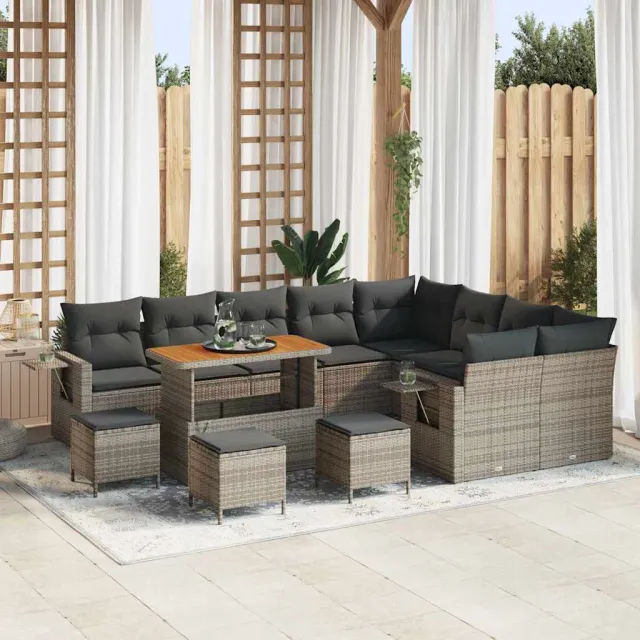 vidaXL Tuinbankenset 13 st Grijs poly rattan