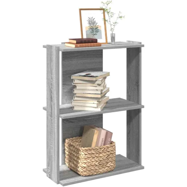 vidaXL Boekenkast 3-laags 60x30x80 cm bewerkt hout grijs sonoma eiken
