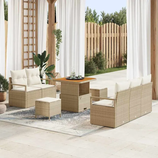 vidaXL Tuinbankenset 8 st Beige poly rattan, foto 2