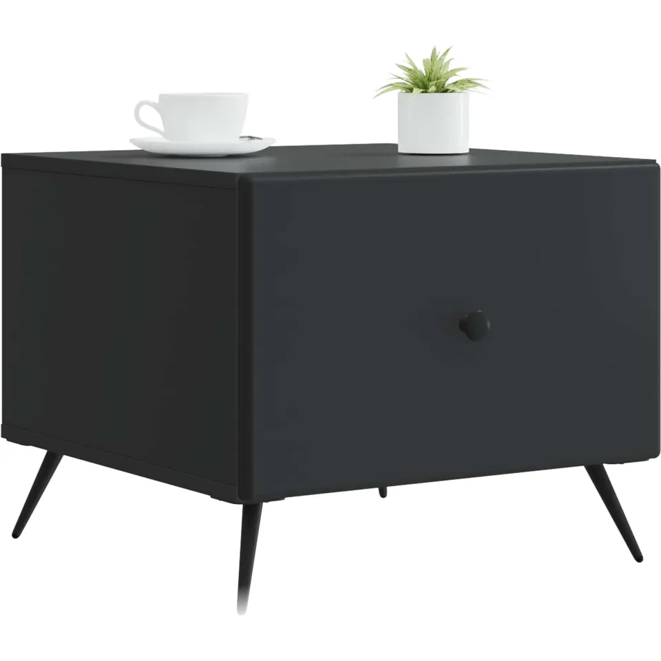 vidaXL Salontafel Zwart 49 x 50 x 40 cm Bewerkt hout, foto 2