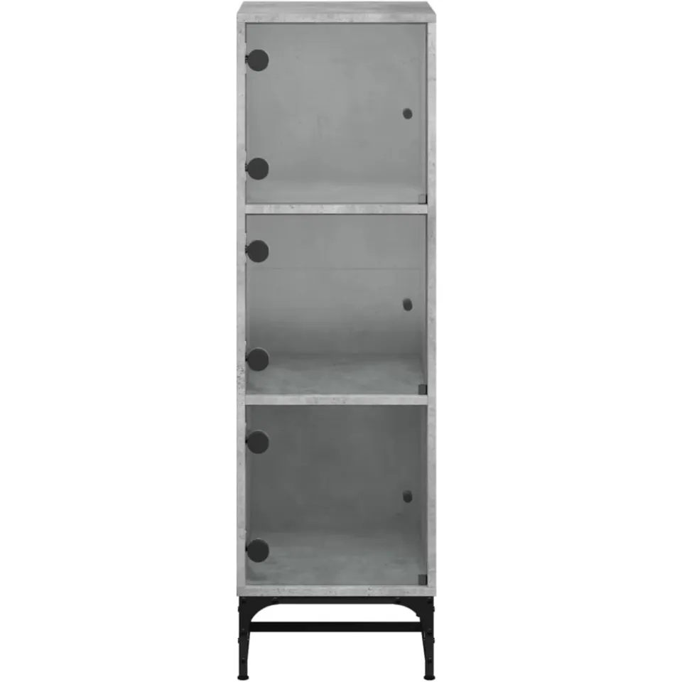 vidaXL Hoge kast met glazen deuren 35x37x120 cm betongrijs grijs, foto 4