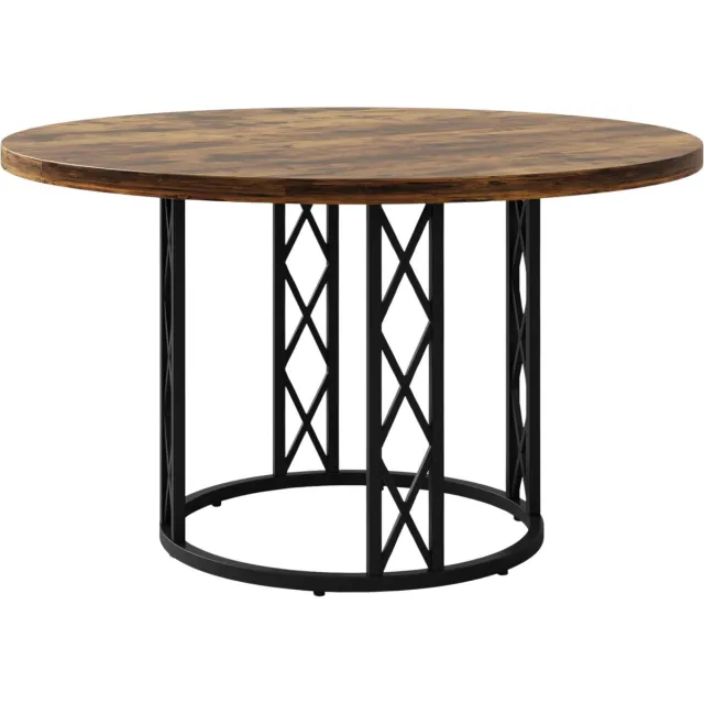 Happiq Eettafel Ceylix - Ronde Tafel 120cm - Voor 4 Personen - Voor Eetkamer of Keuken Bruin
