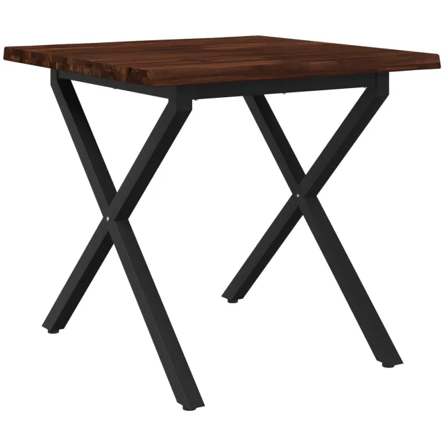 vidaXL Eettafel - met - levendige - rand - 80 - x - 80 - x - 75 - cm - Massief - Acacia - Hout Donkerbruin en Zwart