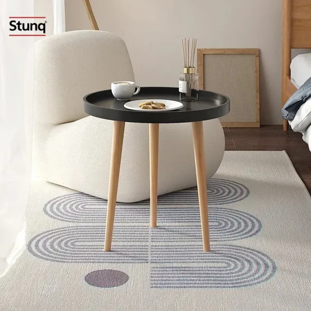 Stunq Ronde Salontafel Zwart met Houten Poten Scandinavisch Design