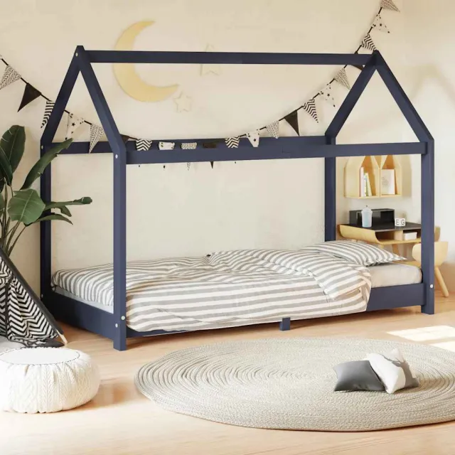vidaXL Kinderbedframe massief grenenhout grijs 80x160 cm, foto 2