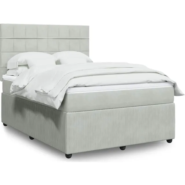 vidaXL Boxspring met matras fluweel lichtgrijs 160x200 cm grijs