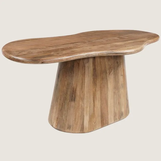 Niva Home Organische Eettafel 220 cm Mangohout – Bruin – Massief Houten Onderstel – Modern Design – 8-10 Personen