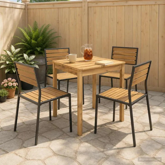 vidaXL Tuindiner tafel LAREN Witgewassen 60 x 60,5 x 75 cm, foto 2