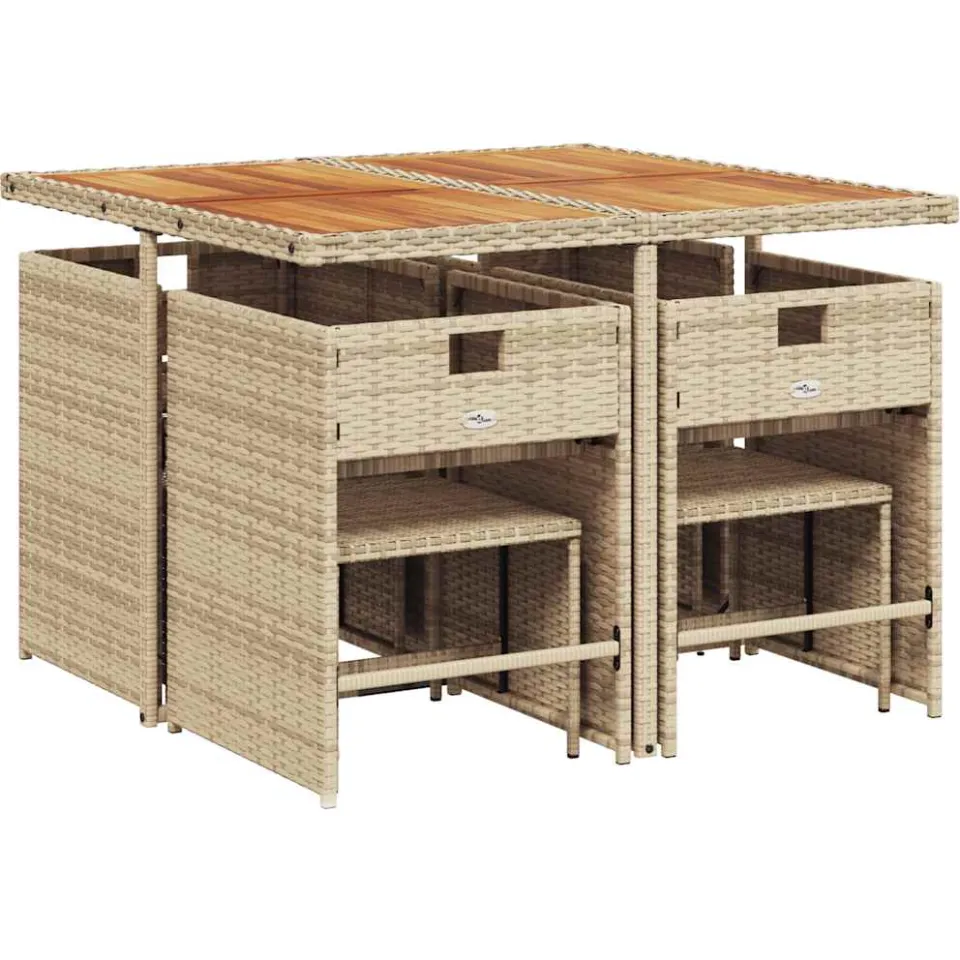 vidaXL 9-delige Tuinset met kussens poly rattan beige, foto 4