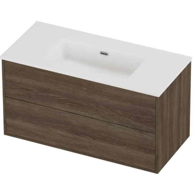 Proline Tribute Badmeubelset Porselein Elegant 2 Laden 100x46x54 cm Glans Wit Vital Oak Eiken
