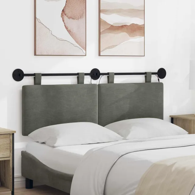 vidaXL Hangend hoofdbord Lichtgrijs Katoen Stof