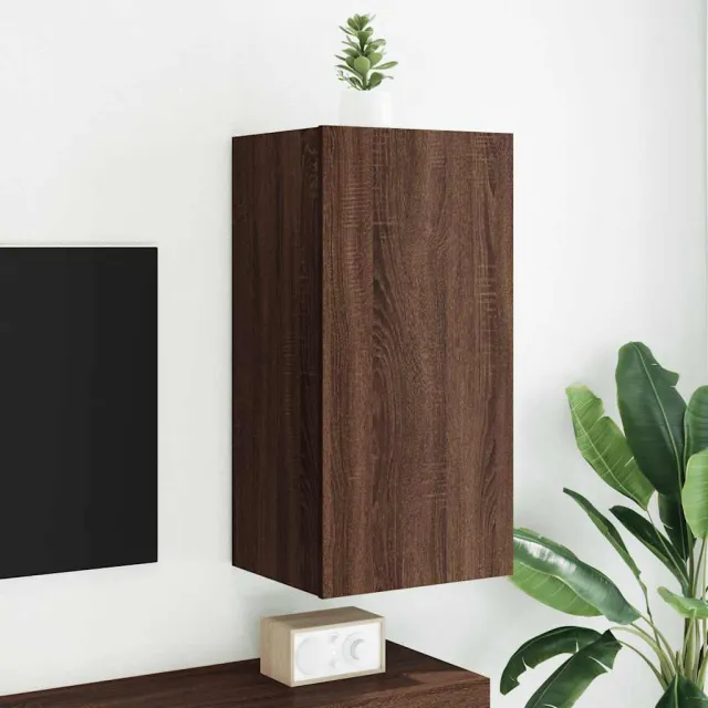 vidaXL Tv-wandmeubel met LED-verlichting 40,5x35x80 cm bruineikenkleur, foto 2