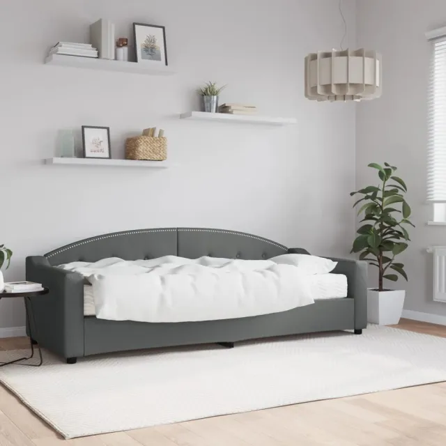 vidaXL Slaapbank met matras 80x200 cm stof donkergrijs grijs
