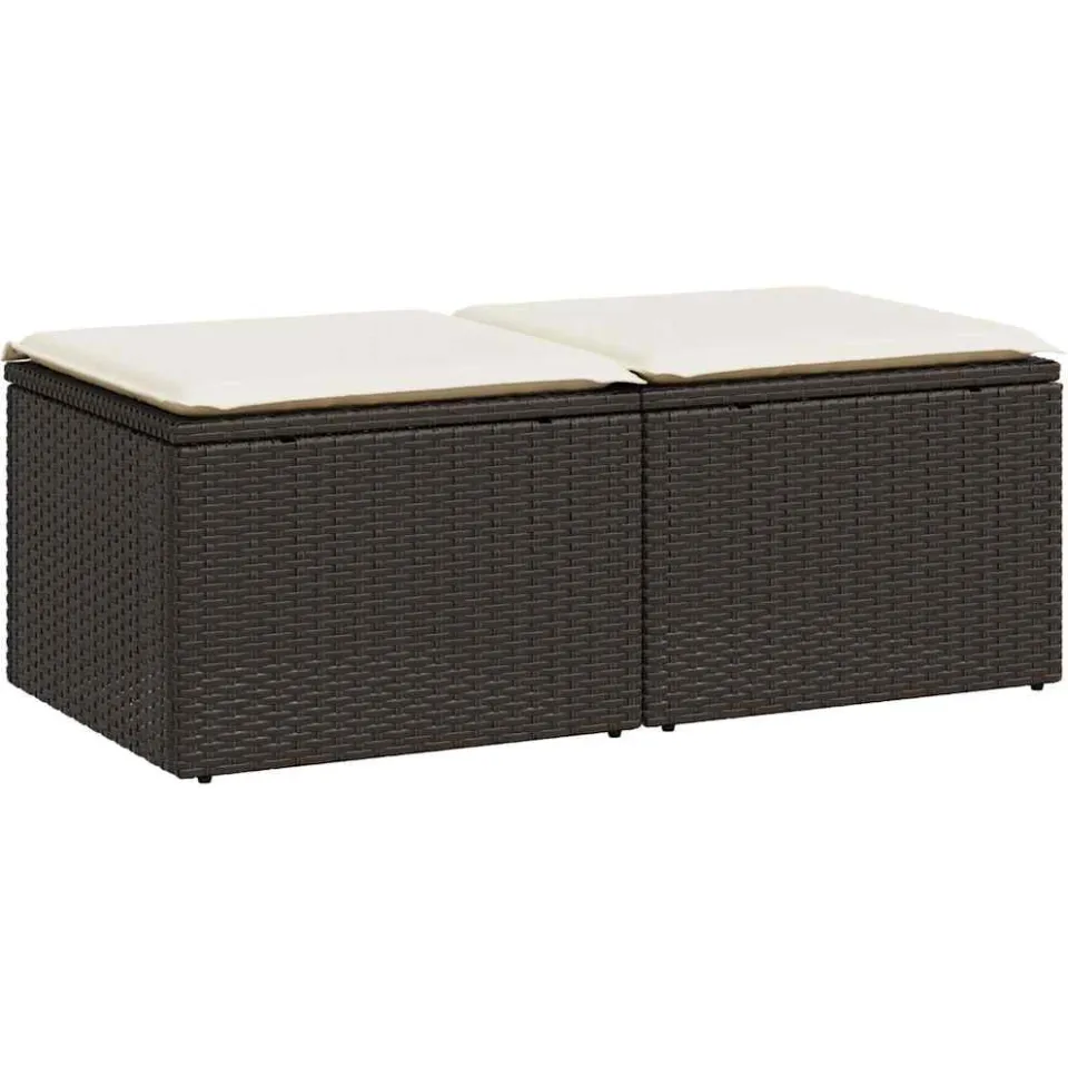 vidaXL 2-delige Loungeset met kussens poly rattan acacia bruin