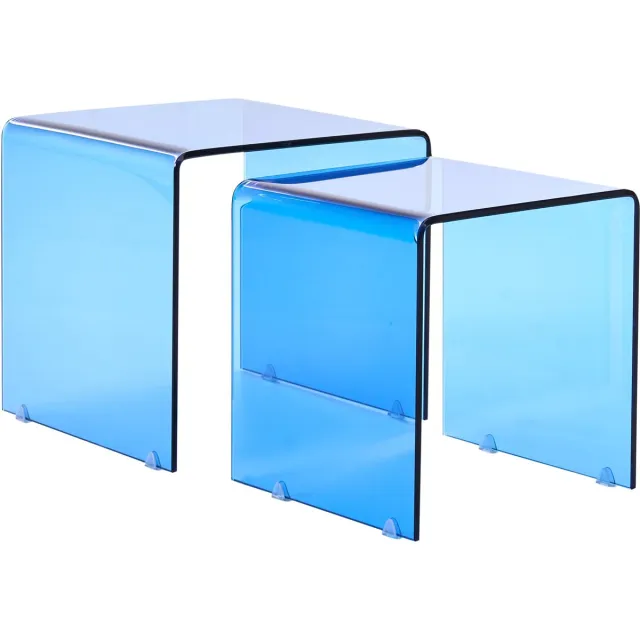 Beliani KENDALL - Salontafel set - Blauw - Veiligheidsglas