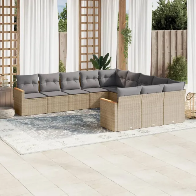 vidaXL Patio Sofa Set 11-zits Beige and Grey, foto 2
