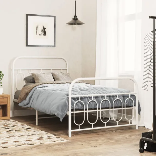 vidaXL Bedframe met hoofd- en voeteneinde metaal wit 100x200 cm
