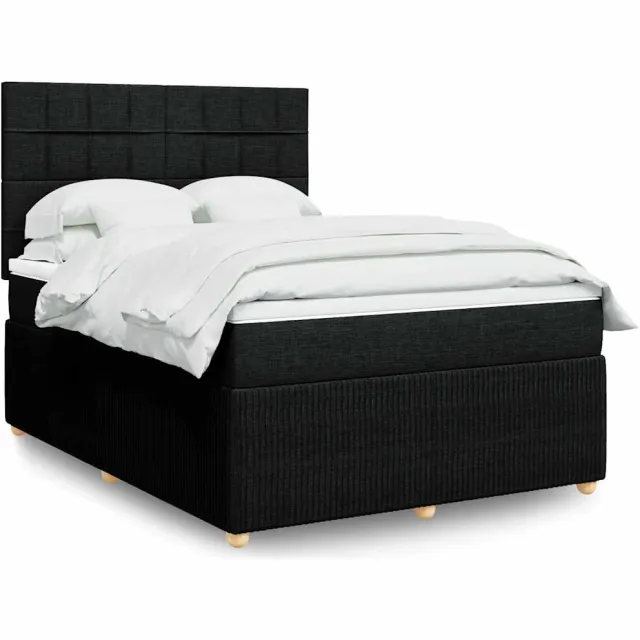 vidaXL Boxspring met matras stof zwart 140x190 cm