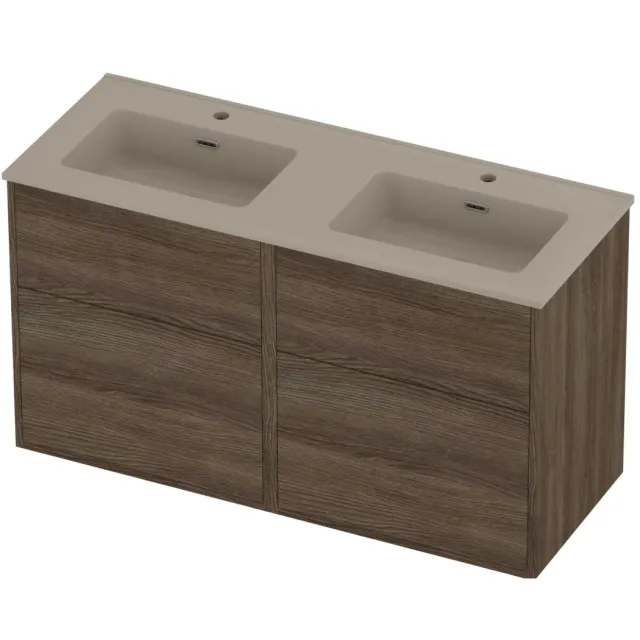 Proline Tribute Badmeubelset Porselein Elegant Voor Grepen 120x46x67 cm Mat Crème Cotton Vital Oak Eiken