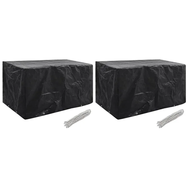vidaXL Tuinmeubelhoezen 2 st 8 ogen 180x70x90 cm Zwart