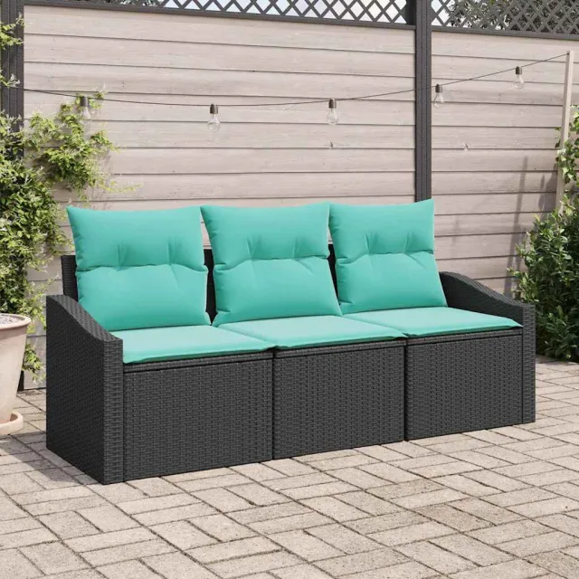 vidaXL Bankstel 3 st Zwart poly rattan, foto 2