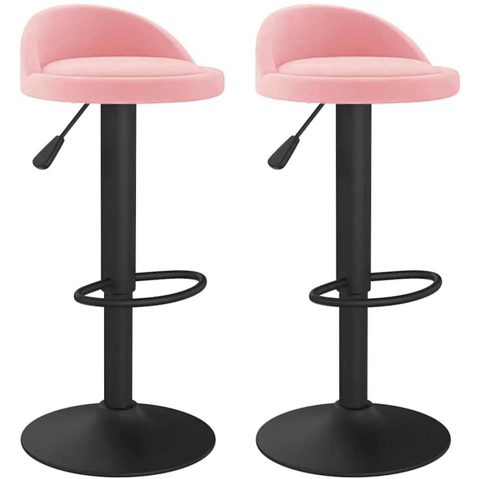 vidaXL Barkrukken 2 st fluweel roze, foto 3