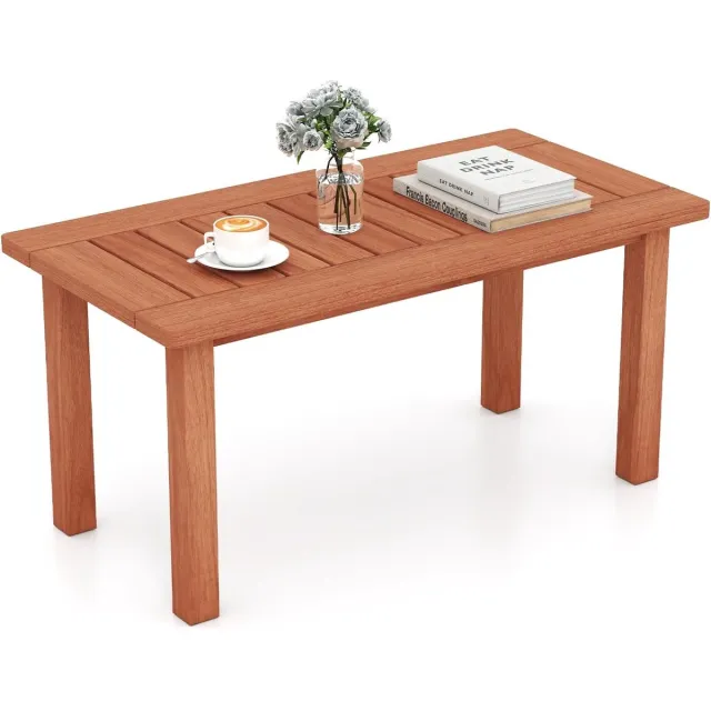 KOMFOTTEU Houten Tuintafel - Rechthoekig - Bijzettafel - Weerbestendig - Houten tafel - voor tuin, balkon, terras - 90 x 45,5 x 43,5 cm Natuurlijke houtkleur