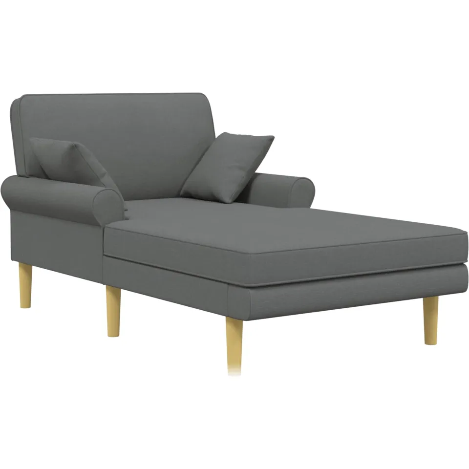 vidaXL Chaise longue Donkergrijs Stof, foto 3