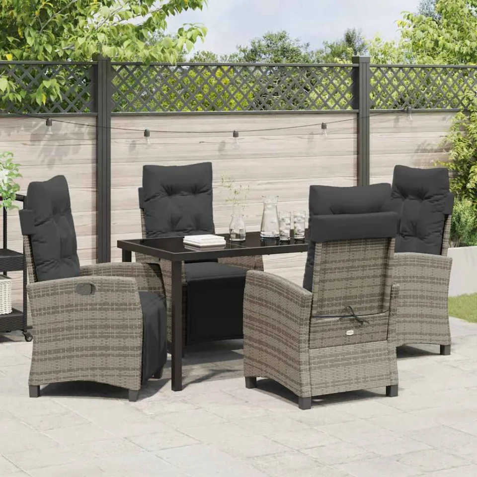 vidaXL Tuin eettafelset 5 st Grijs poly rattan, foto 3