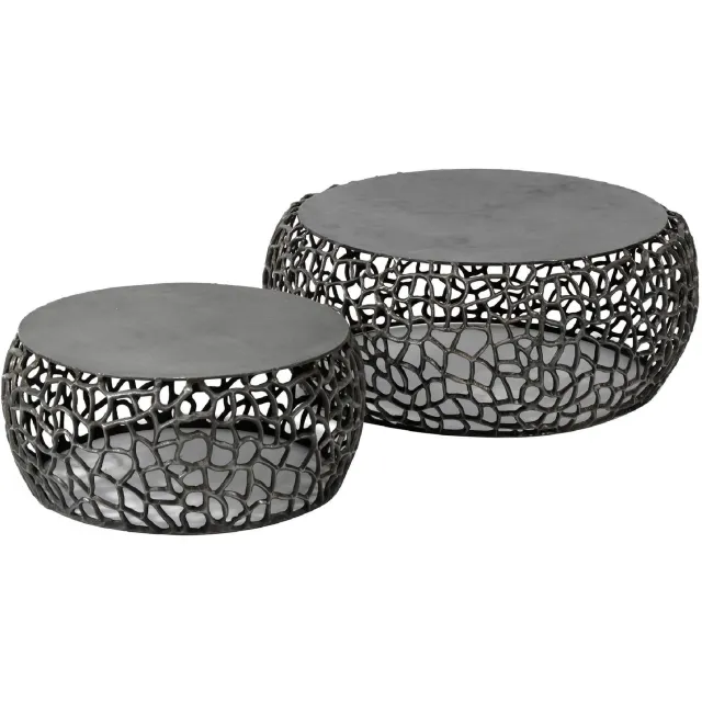 Nest of Nora Industriële Salontafel set Sivon - Set van 2 - Metaal - Zwart nikkel