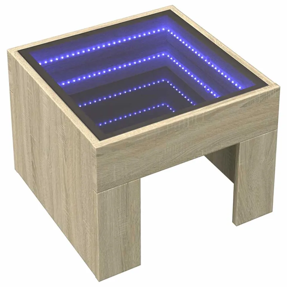 vidaXL Salontafel met Infinity LED 40x40x30 cm sonoma eikenkleurig Bruin