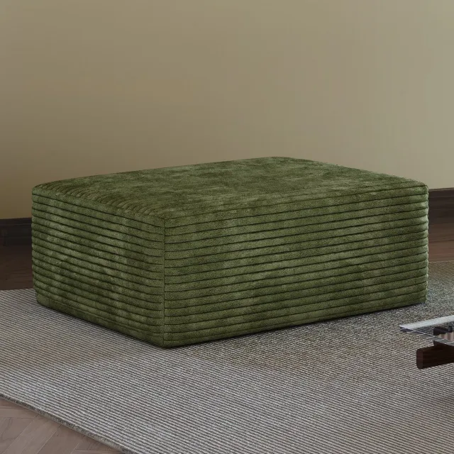 OKWISH Voetenbankje – 95 x 70 x 40 cm – Zacht Corduroy Stof – Groen – Voorgemonteerd Voor Woonkamer en Slaapkamer – Rechthoekig Design