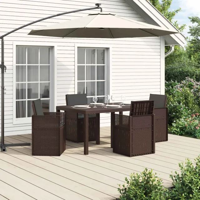 vidaXL Tuin eettafelset 5 st 4-zits Bruin en antracietkleurig PP