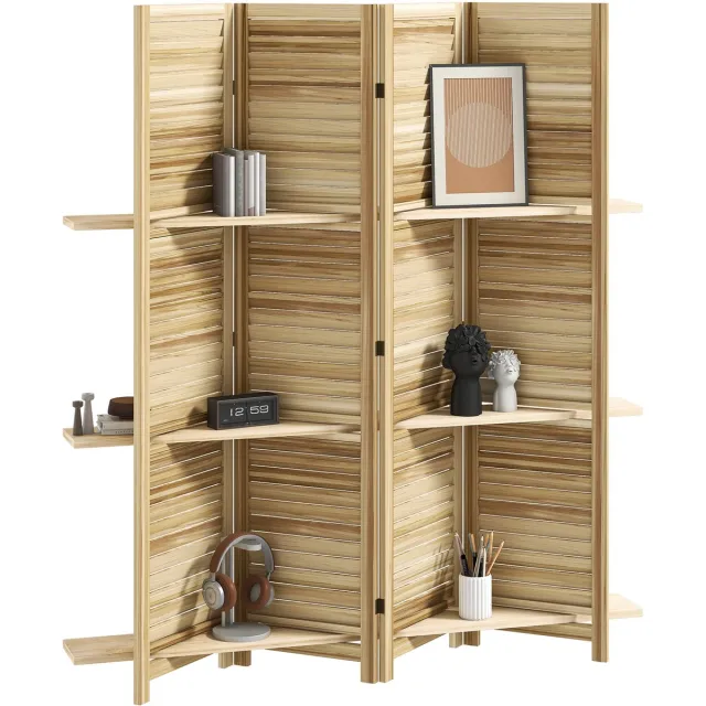Homcom Kamerverdeler - Paulowniahout - 160x1,9x170cm - Natuurlijk hout