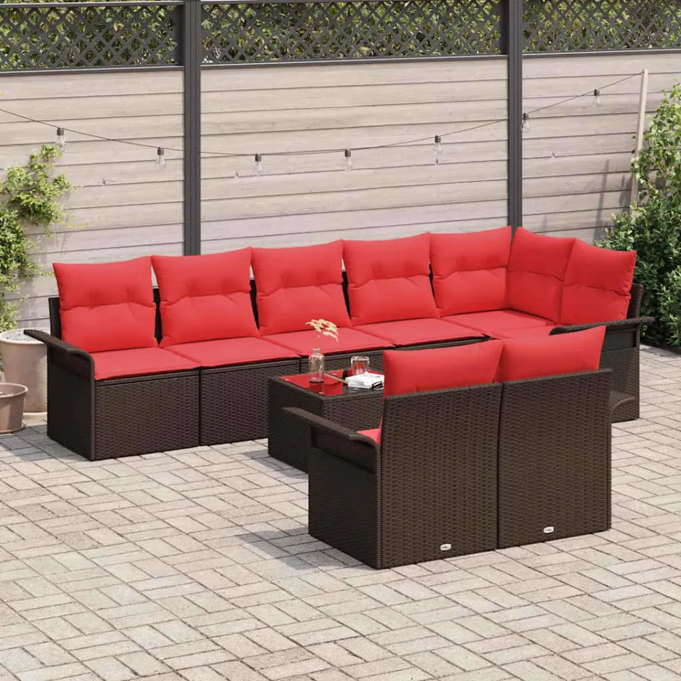 vidaXL Tuin Sofa Set 9 st Bruin poly rattan, foto 3