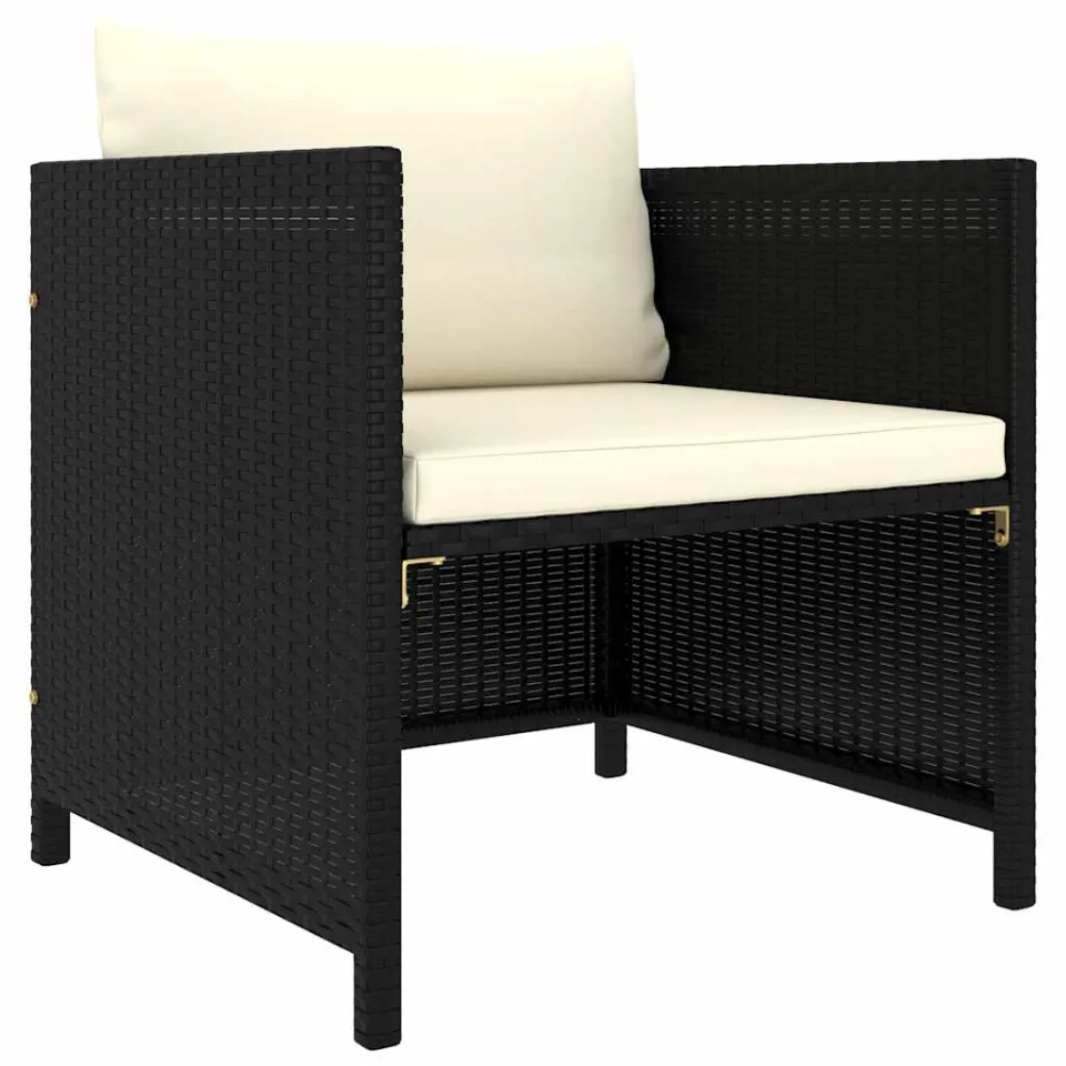 vidaXL 5-delige Loungeset met kussens poly rattan zwart, foto 4
