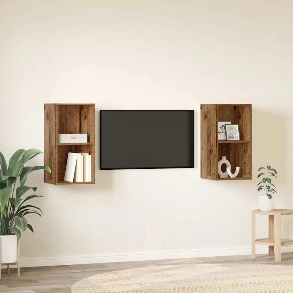 vidaXL Tv-meubelset 2 st 37 x 37 x 72 cm Oud Hout bruin, foto 4