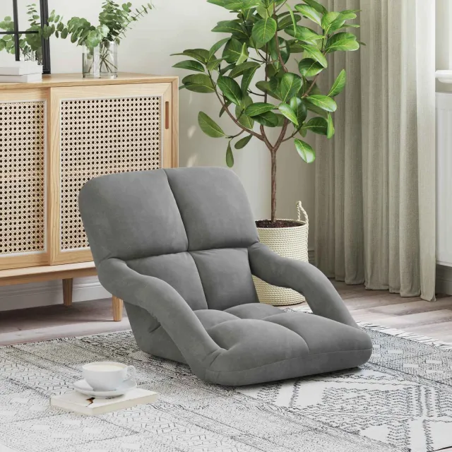 vidaXL Verstelbare vlo stoelen Donkergrijs Fluweel, foto 2
