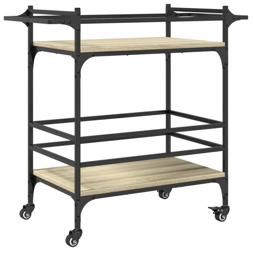 vidaXL Keukentrolley 82x40x78,5 cm bewerkt hout sonoma eikenkleurig Bruin
