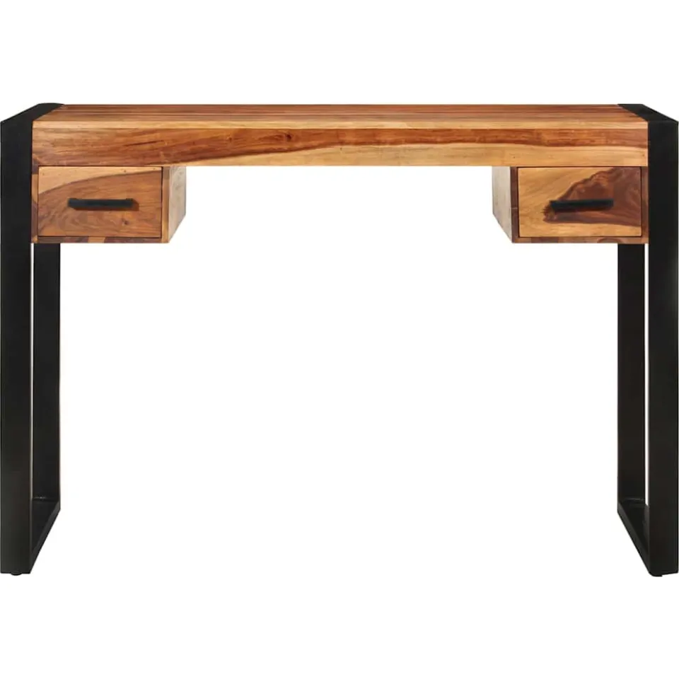 vidaXL Bureau met 2 lades 110x50x77 cm massief acaciahout bruin, foto 2