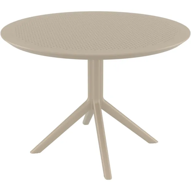 CLP Sky Tuintafel - Rond - Ø 105 cm - Polypropyleen - Weerbestendig & UV-bestendig - Bistrotafel Buiten - taupe