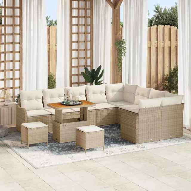 vidaXL Tuinbankenset 12 st Beige poly rattan, foto 2